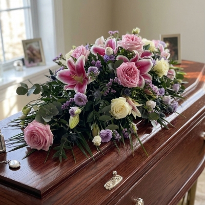 Pink and Lilac Double ended Casket Spray