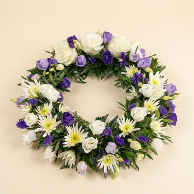 Purple and White Wreath