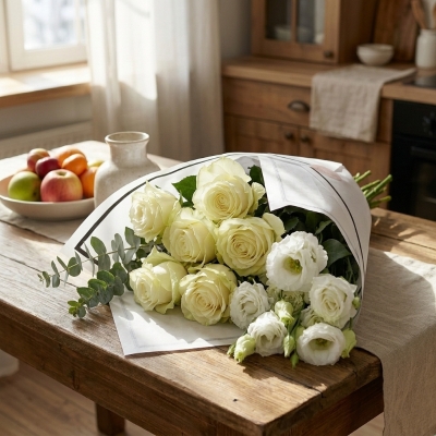 Simply Beautiful White open stem bouquet