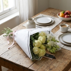 Beautifully Simple Flat Bouquet White
